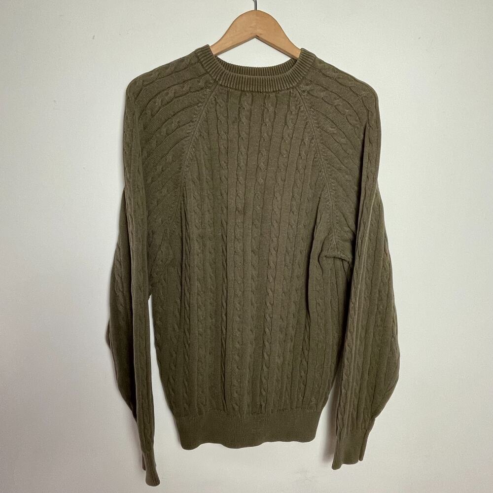 Cotton Cable Knit Sweater Large Preppy Old Money‎ Academia Minimalist Coastal